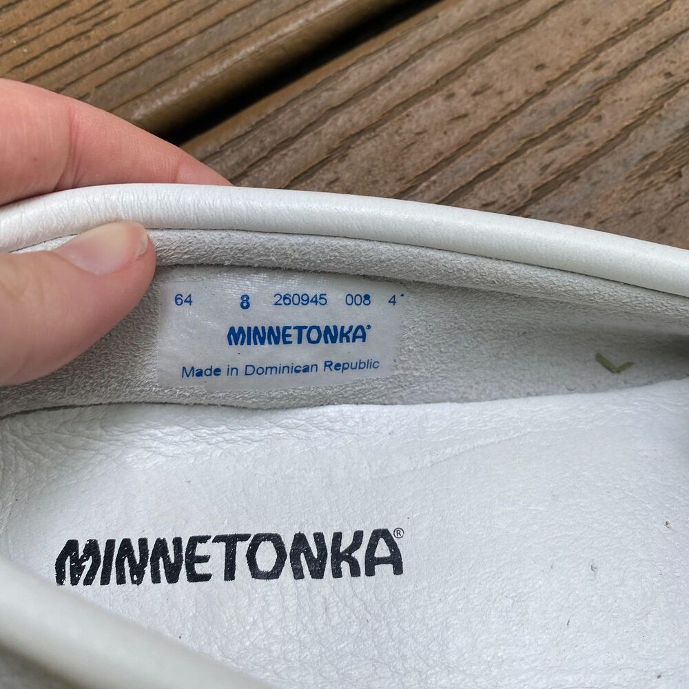 Minnetonka Moccasin Leather Kilty Plus Women's 8 Color White leather - Picture 9 of 10